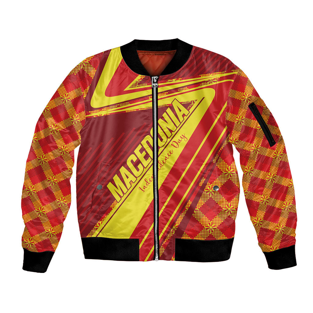 Personalised Macedonia Independence Day Sleeve Zip Bomber Jacket 8 September 1991