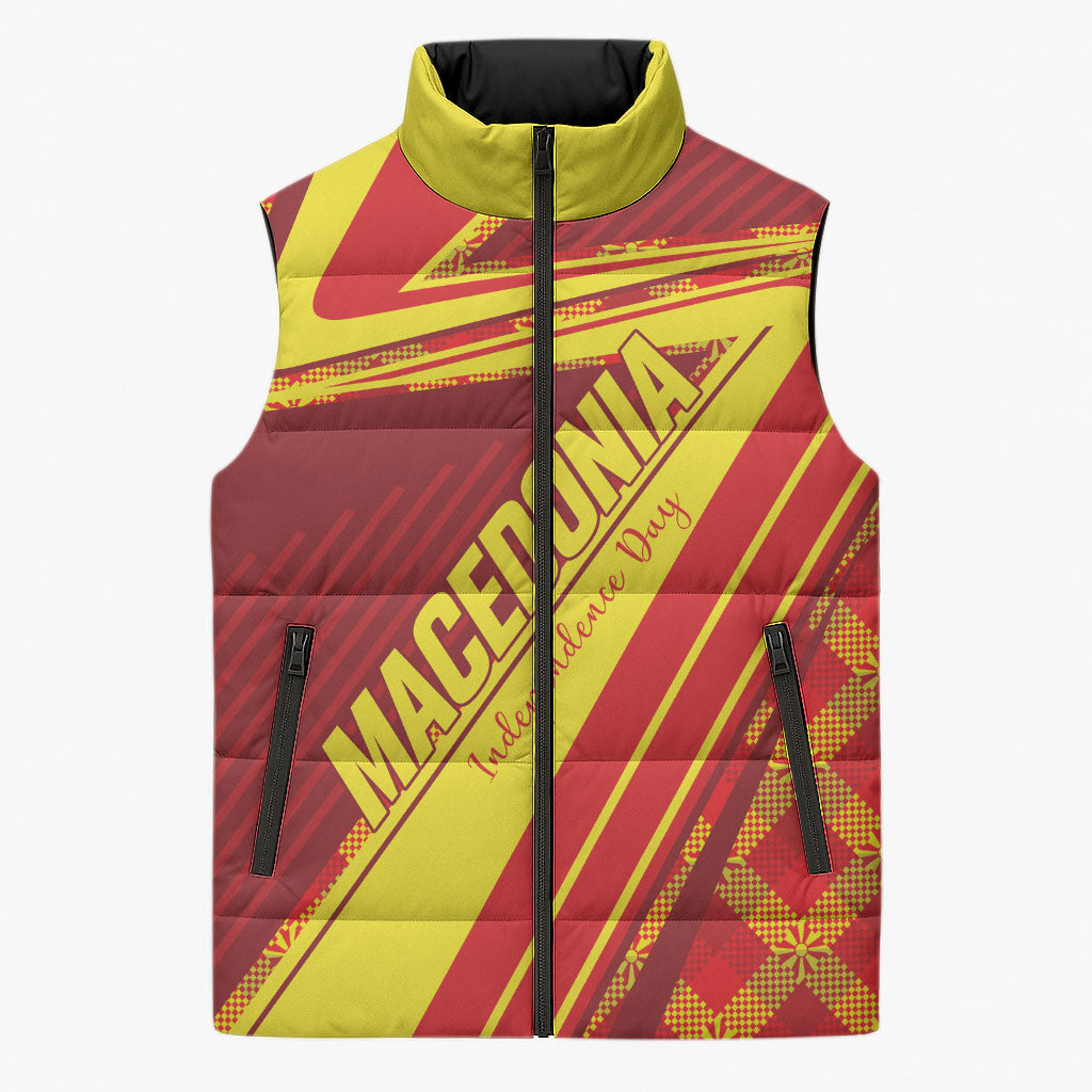 Personalised Macedonia Independence Day Sleeveless Puffer Jacket 8 September 1991