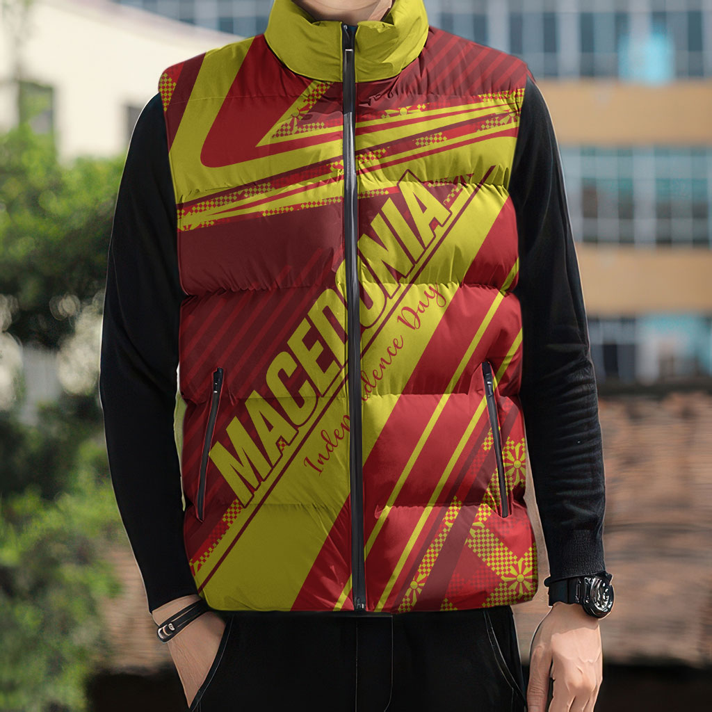 Personalised Macedonia Independence Day Sleeveless Puffer Jacket 8 September 1991