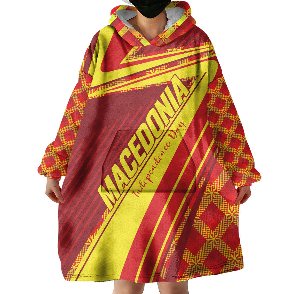Personalised Macedonia Independence Day Wearable Blanket Hoodie 8 September 1991