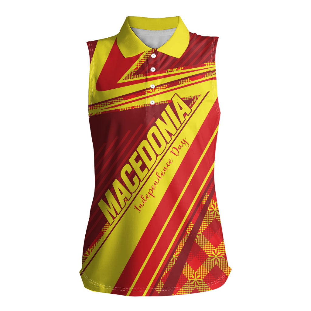 Personalised Macedonia Independence Day Women Sleeveless Polo Shirt 8 September 1991