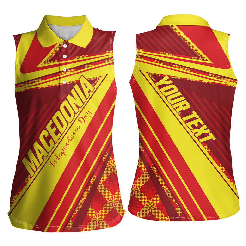 Personalised Macedonia Independence Day Women Sleeveless Polo Shirt 8 September 1991