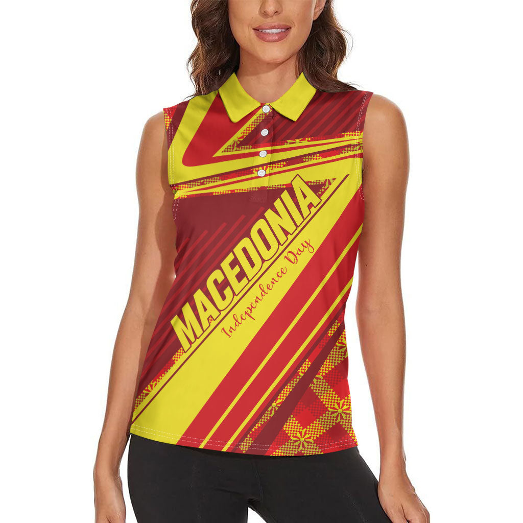 Personalised Macedonia Independence Day Women Sleeveless Polo Shirt 8 September 1991