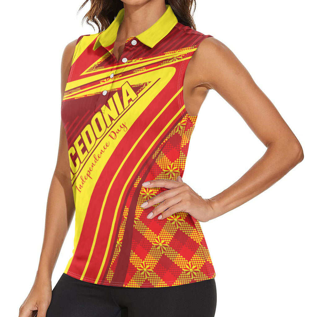 Personalised Macedonia Independence Day Women Sleeveless Polo Shirt 8 September 1991