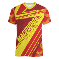 Personalised Macedonia Independence Day Women V-Neck T-Shirt 8 September 1991