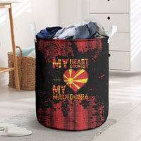 My Heart My Country My Macedonia Laundry Basket Grunge Style