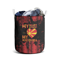My Heart My Country My Macedonia Laundry Basket Grunge Style