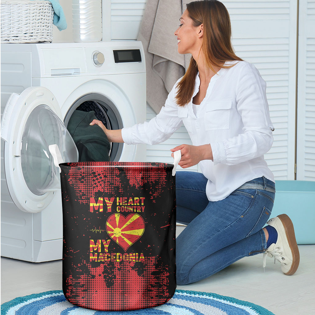 My Heart My Country My Macedonia Laundry Basket Grunge Style