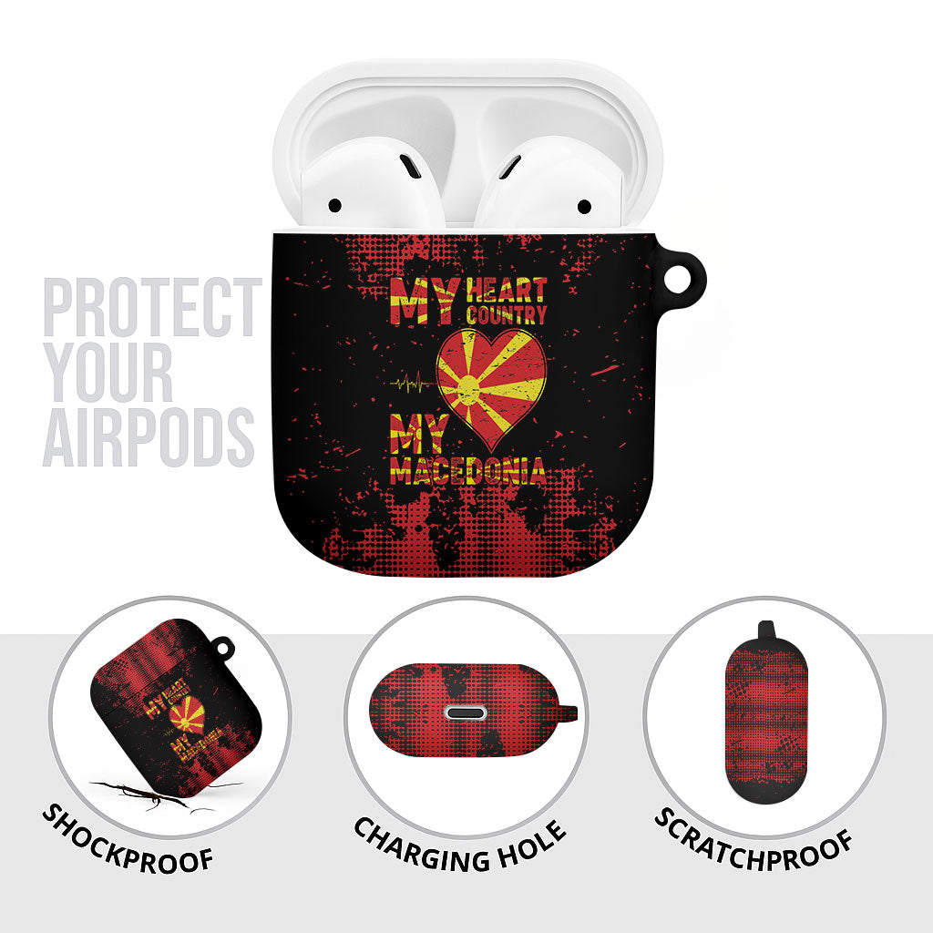 My Heart My Country My Macedonia AirPods Case Grunge Style