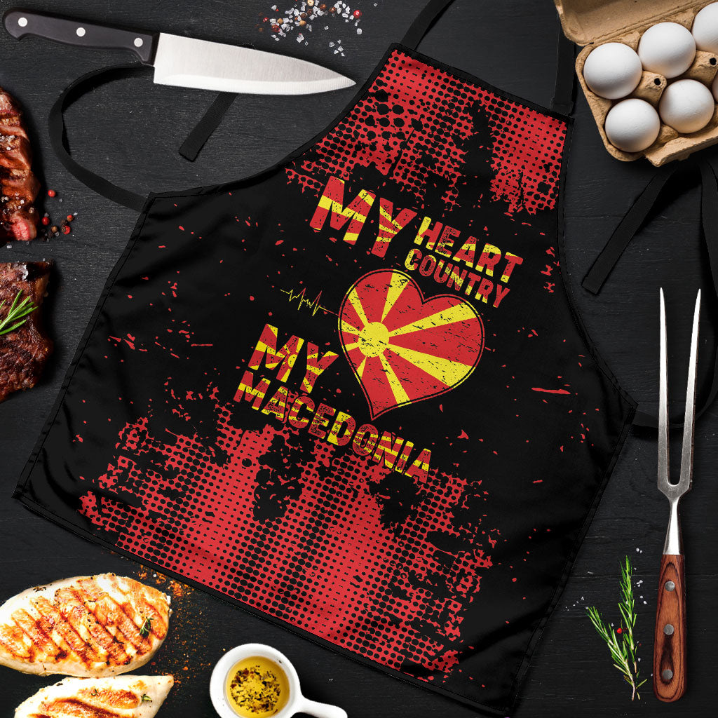 My Heart My Country My Macedonia Apron Grunge Style