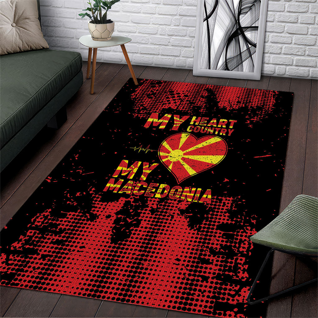 My Heart My Country My Macedonia Area Rug Grunge Style
