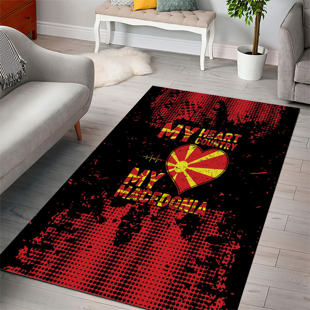My Heart My Country My Macedonia Area Rug Grunge Style