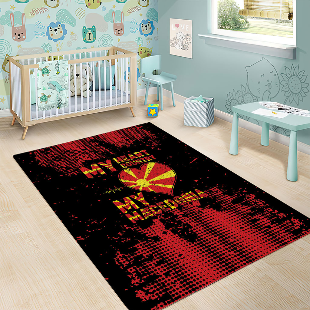 My Heart My Country My Macedonia Area Rug Grunge Style