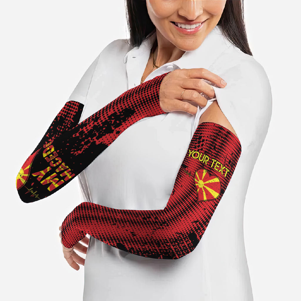 Personalised My Heart My Country My Macedonia Arm Sleeves Grunge Style