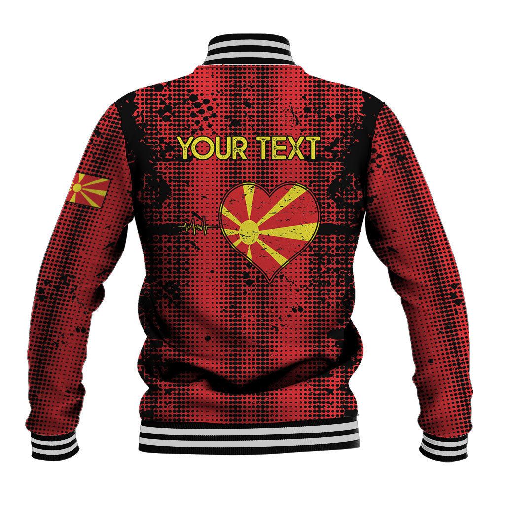 Personalised My Heart My Country My Macedonia Baseball Jacket Grunge Style