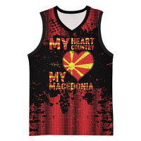 Personalised My Heart My Country My Macedonia Basketball Jersey Grunge Style