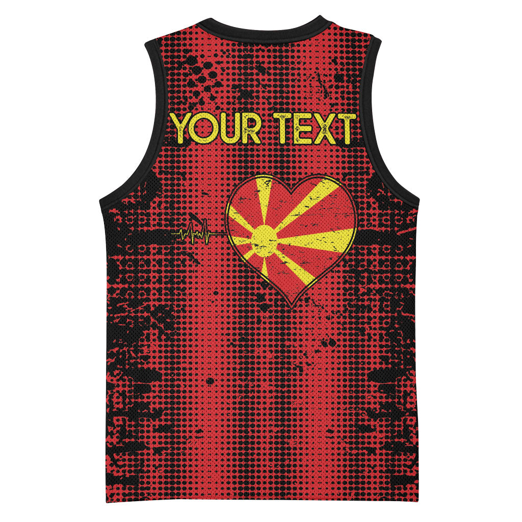 Personalised My Heart My Country My Macedonia Basketball Jersey Grunge Style