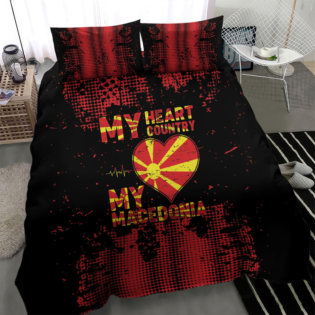 My Heart My Country My Macedonia Bedding Set Grunge Style