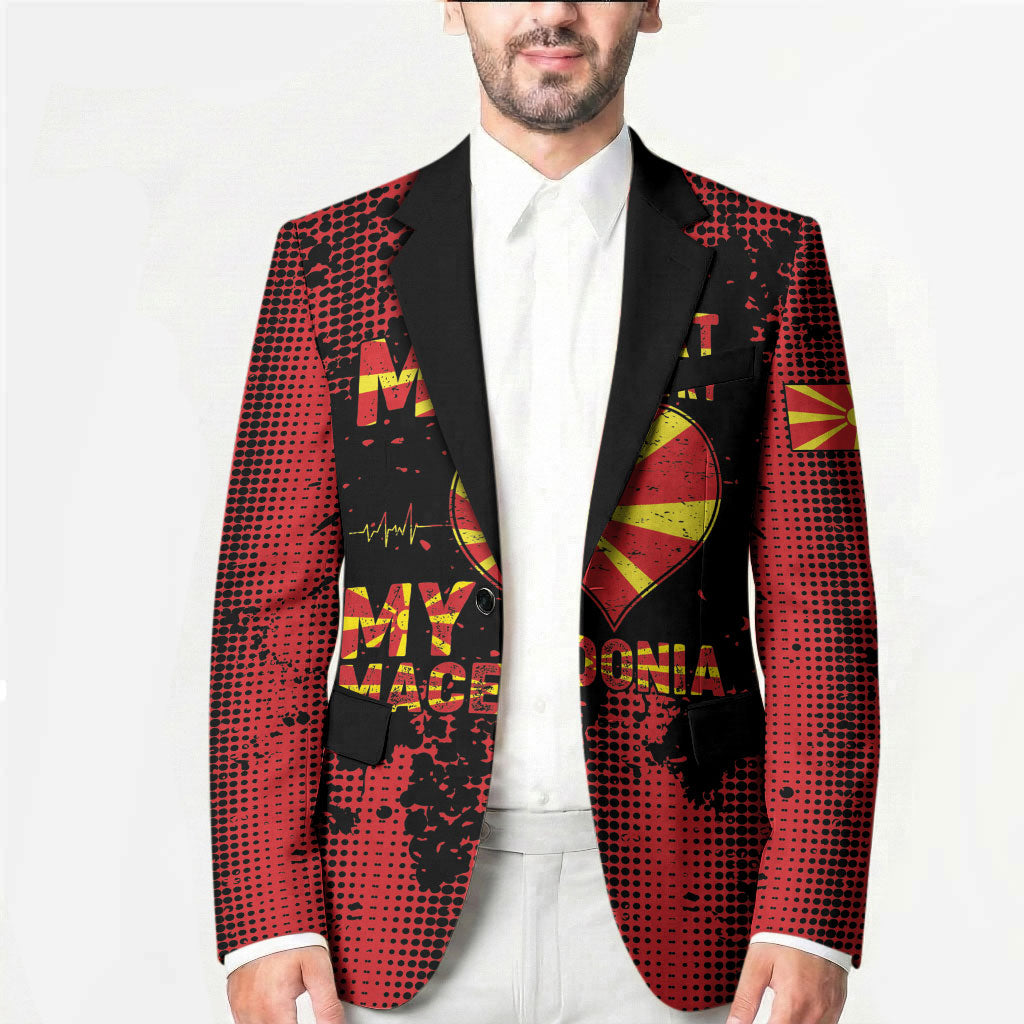 Personalised My Heart My Country My Macedonia Blazer Grunge Style