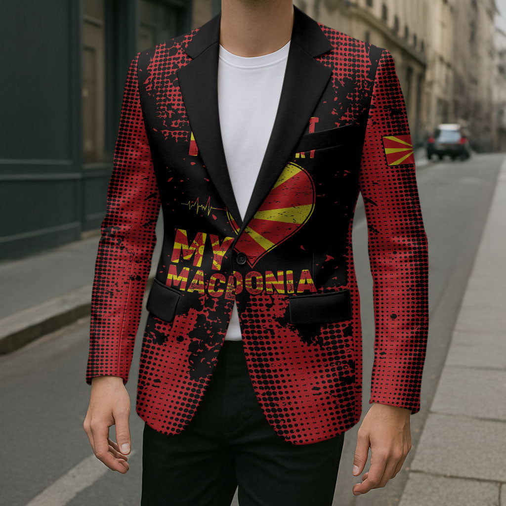 Personalised My Heart My Country My Macedonia Blazer Grunge Style