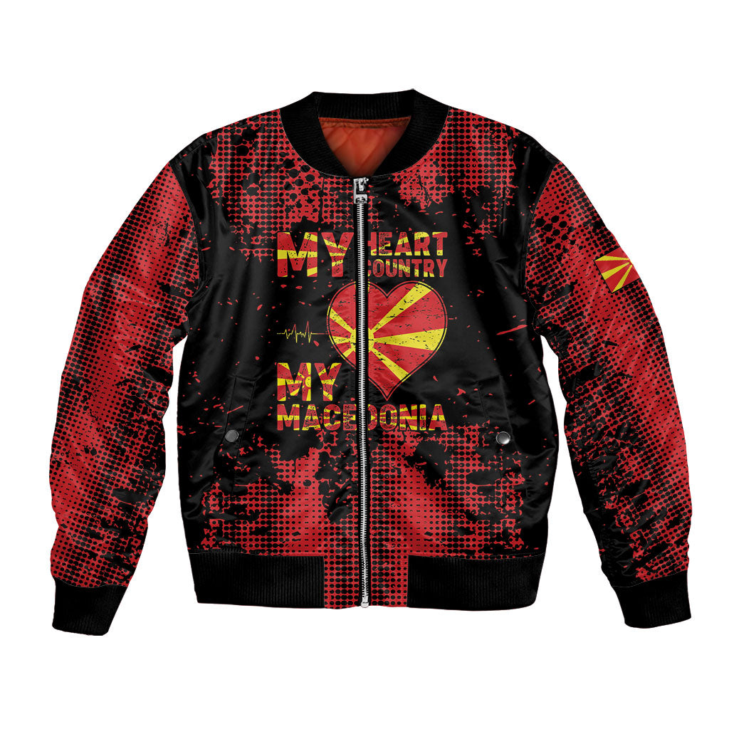 Personalised My Heart My Country My Macedonia Bomber Jacket Grunge Style
