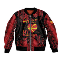 Personalised My Heart My Country My Macedonia Bomber Jacket Grunge Style
