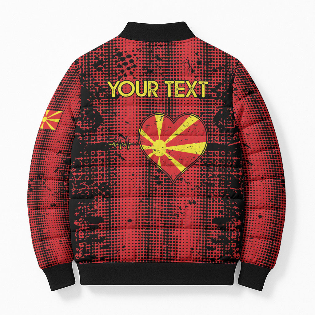 Personalised My Heart My Country My Macedonia Bomber Puffer Jacket Grunge Style