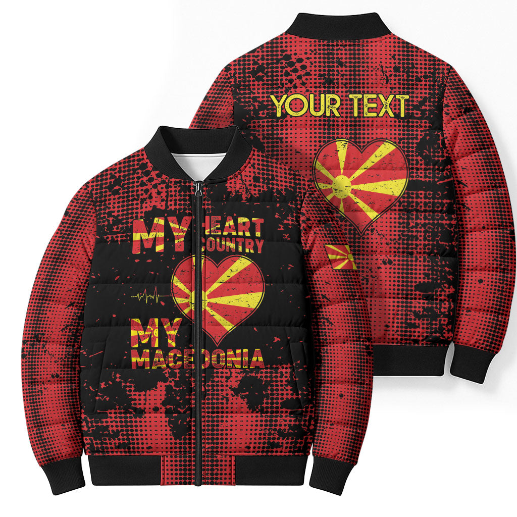 Personalised My Heart My Country My Macedonia Bomber Puffer Jacket Grunge Style