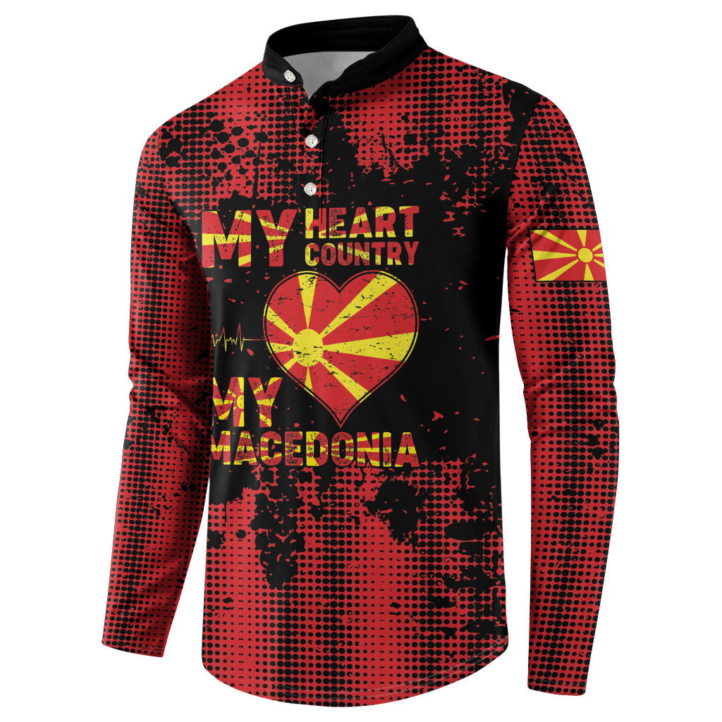 Personalised My Heart My Country My Macedonia Button Sweatshirt Grunge Style