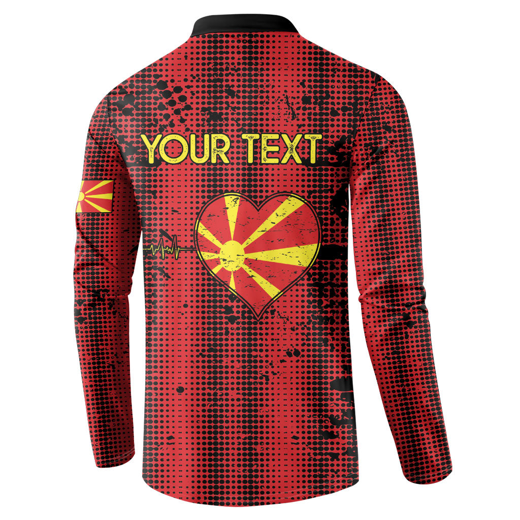 Personalised My Heart My Country My Macedonia Button Sweatshirt Grunge Style