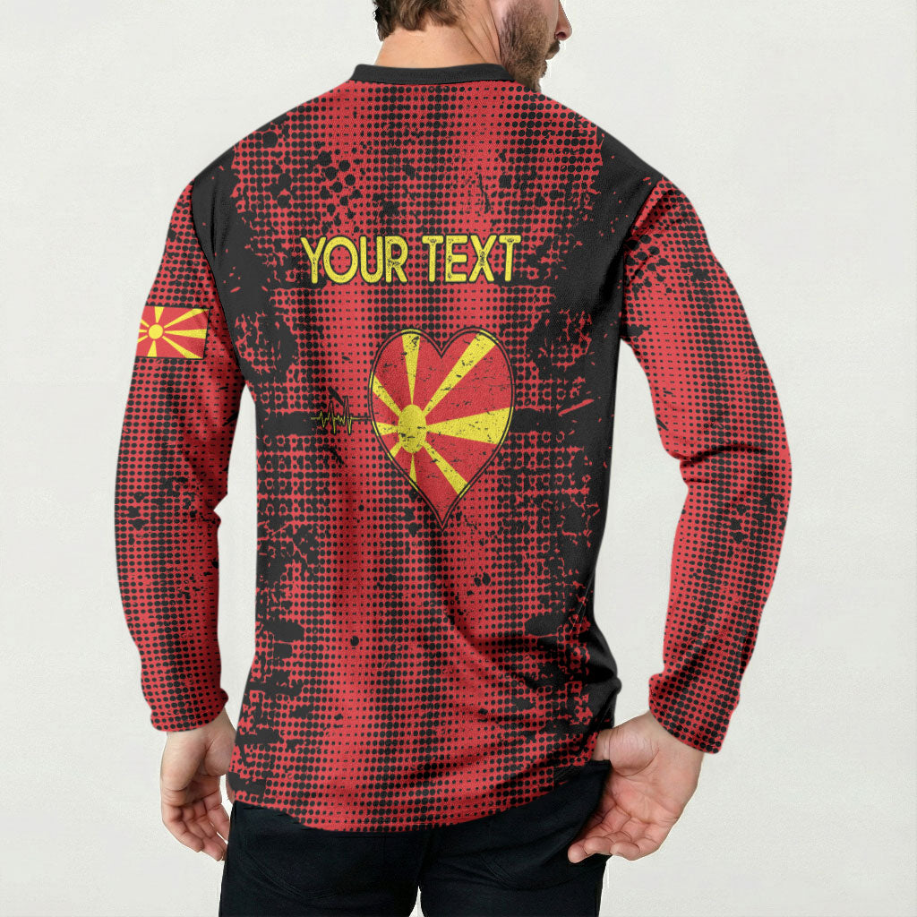 Personalised My Heart My Country My Macedonia Button Sweatshirt Grunge Style