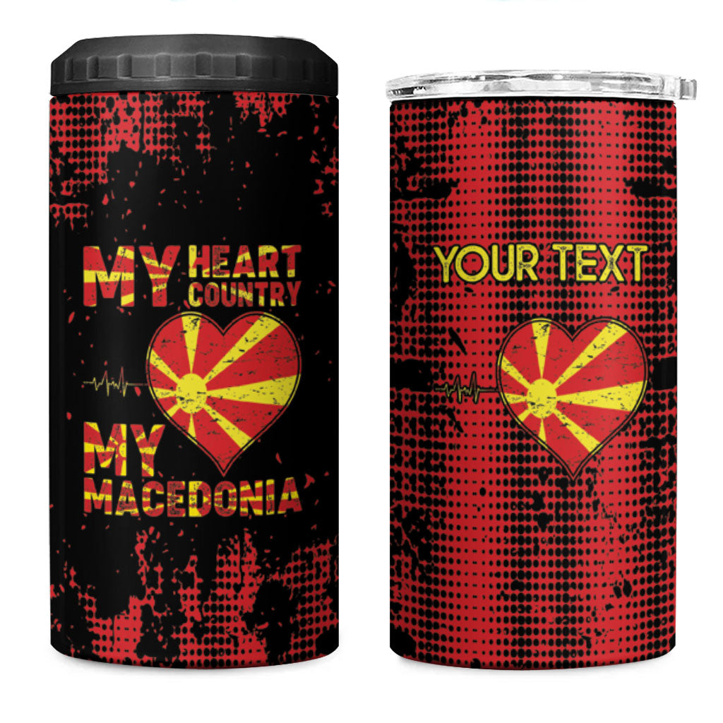 Personalised My Heart My Country My Macedonia 4 in 1 Can Cooler Tumbler Grunge Style
