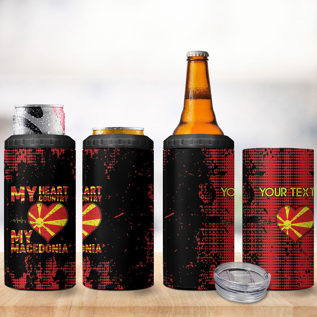 Personalised My Heart My Country My Macedonia 4 in 1 Can Cooler Tumbler Grunge Style