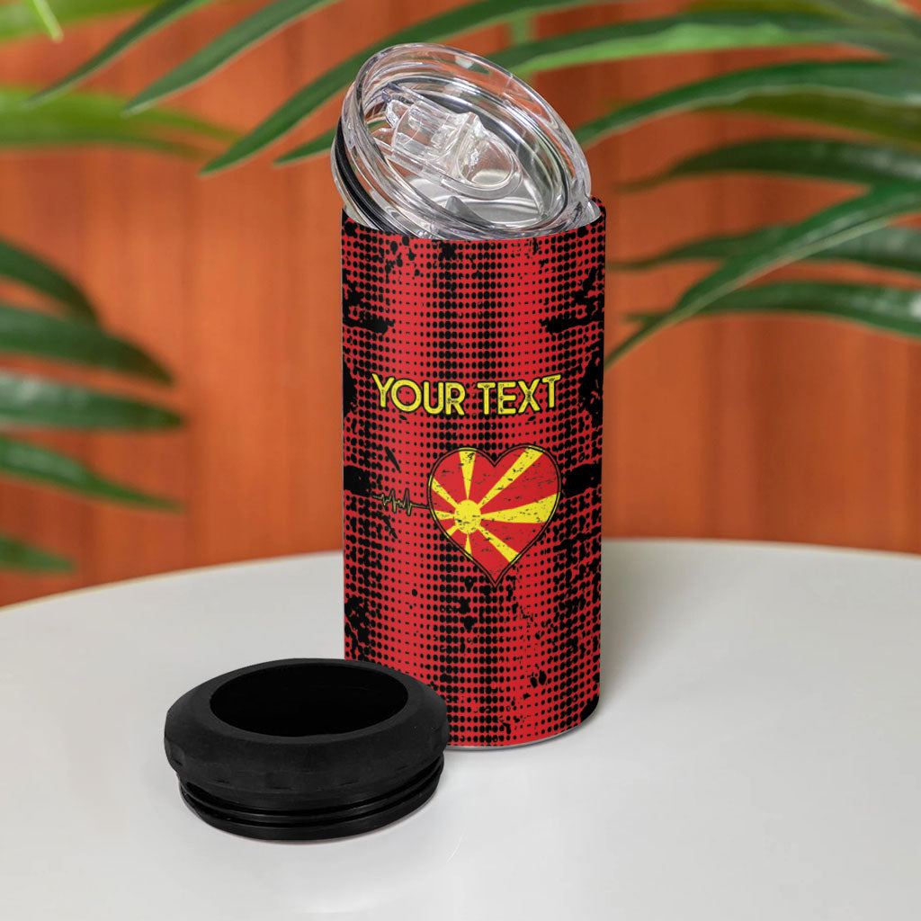 Personalised My Heart My Country My Macedonia 4 in 1 Can Cooler Tumbler Grunge Style