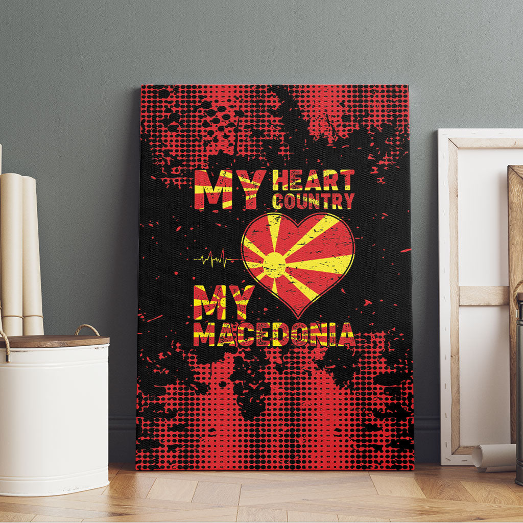 My Heart My Country My Macedonia Canvas Wall Art Grunge Style