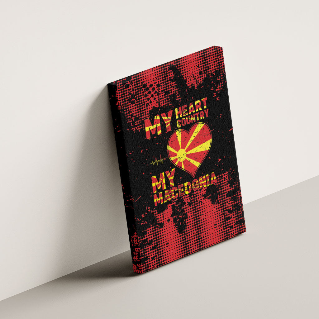 My Heart My Country My Macedonia Canvas Wall Art Grunge Style