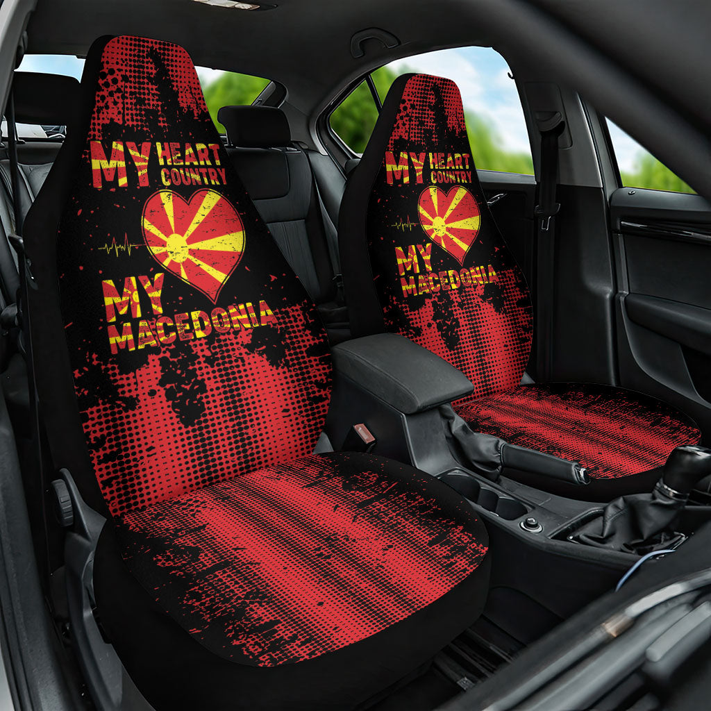 My Heart My Country My Macedonia Car Seat Cover Grunge Style