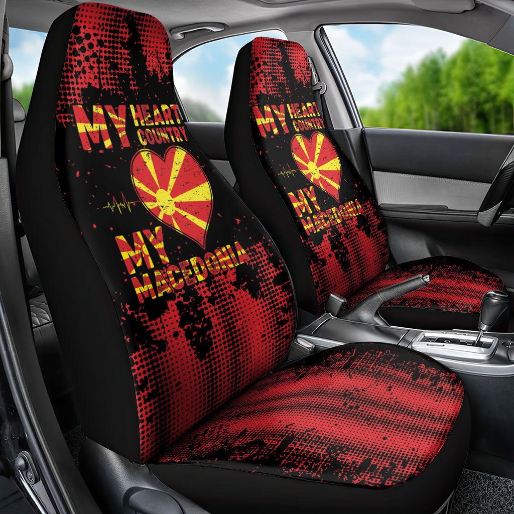 My Heart My Country My Macedonia Car Seat Cover Grunge Style