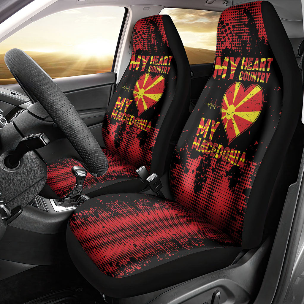 My Heart My Country My Macedonia Car Seat Cover Grunge Style