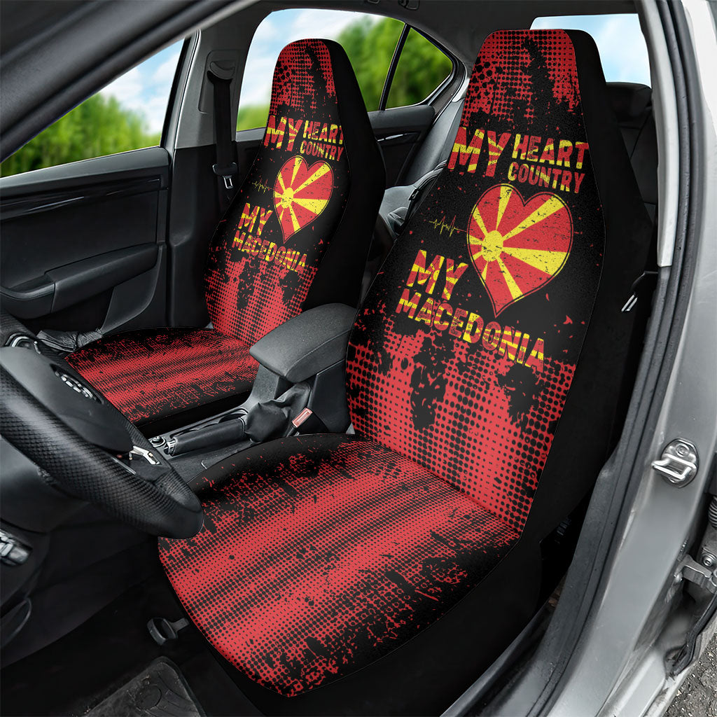 My Heart My Country My Macedonia Car Seat Cover Grunge Style