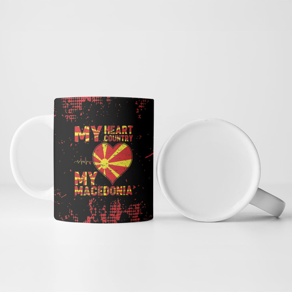 Personalised My Heart My Country My Macedonia Ceramic Mug Grunge Style