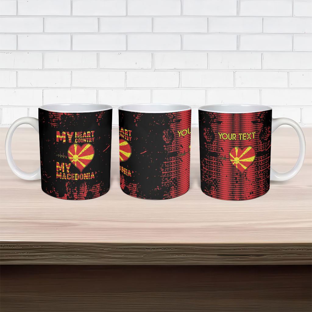 Personalised My Heart My Country My Macedonia Ceramic Mug Grunge Style