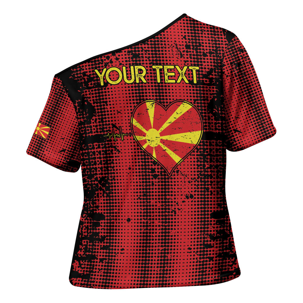 Personalised My Heart My Country My Macedonia Cross Shoulder Shirt Grunge Style