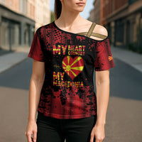 Personalised My Heart My Country My Macedonia Cross Shoulder Shirt Grunge Style