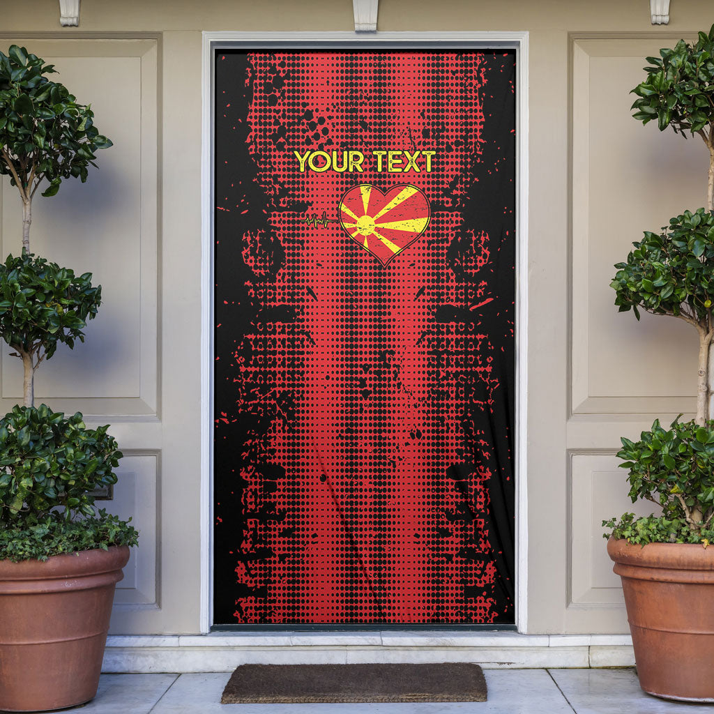 Personalised My Heart My Country My Macedonia Door Cover Grunge Style