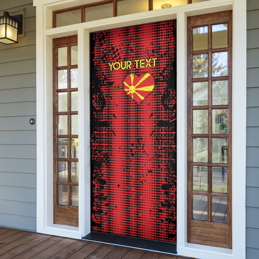 Personalised My Heart My Country My Macedonia Door Cover Grunge Style