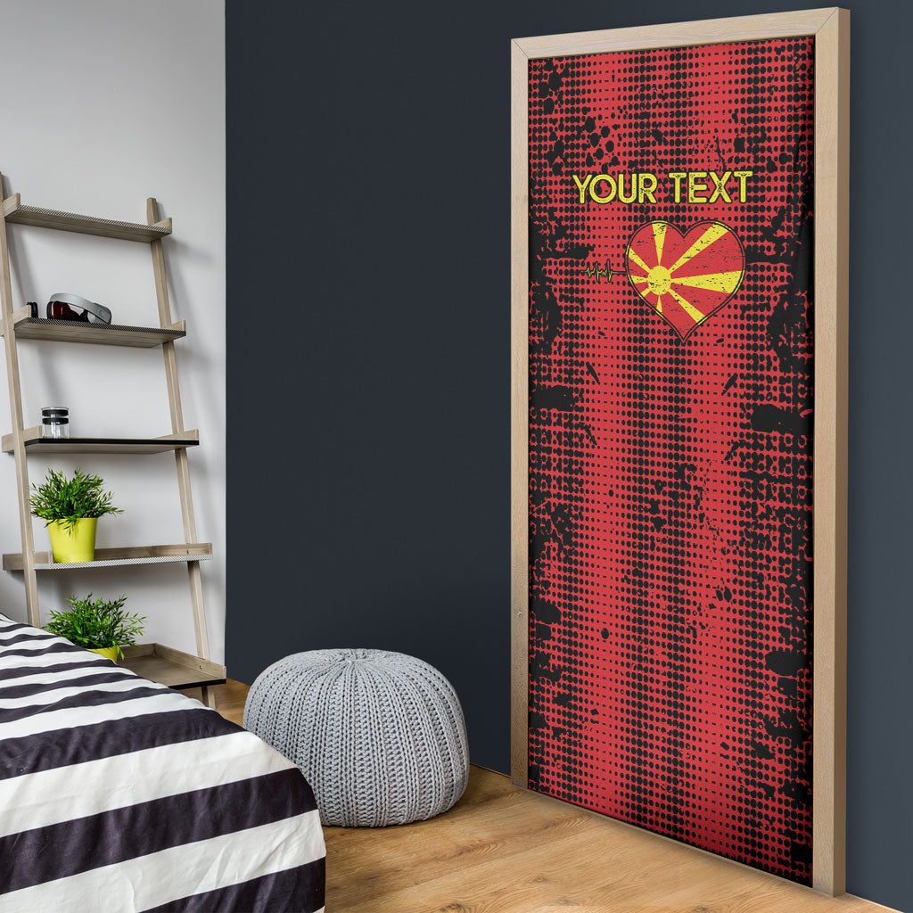 Personalised My Heart My Country My Macedonia Door Cover Grunge Style