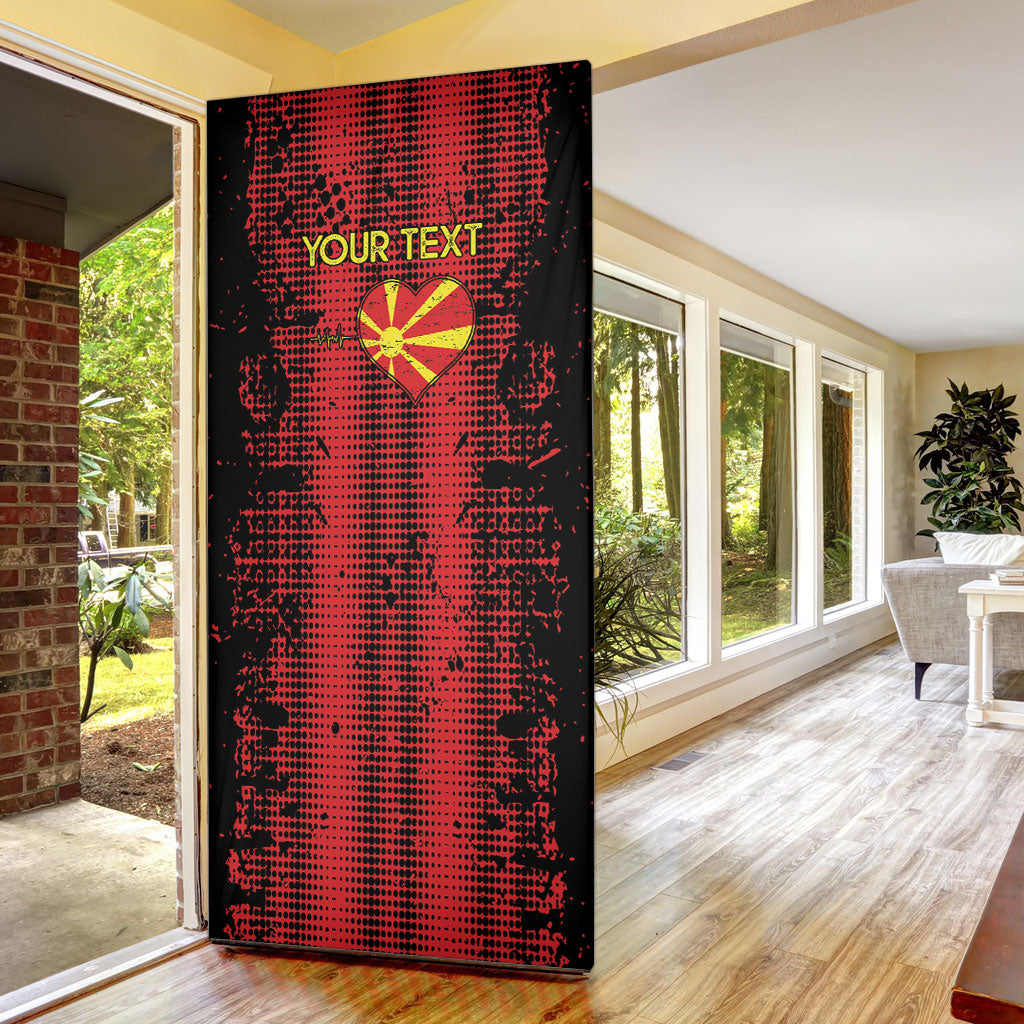 Personalised My Heart My Country My Macedonia Door Cover Grunge Style