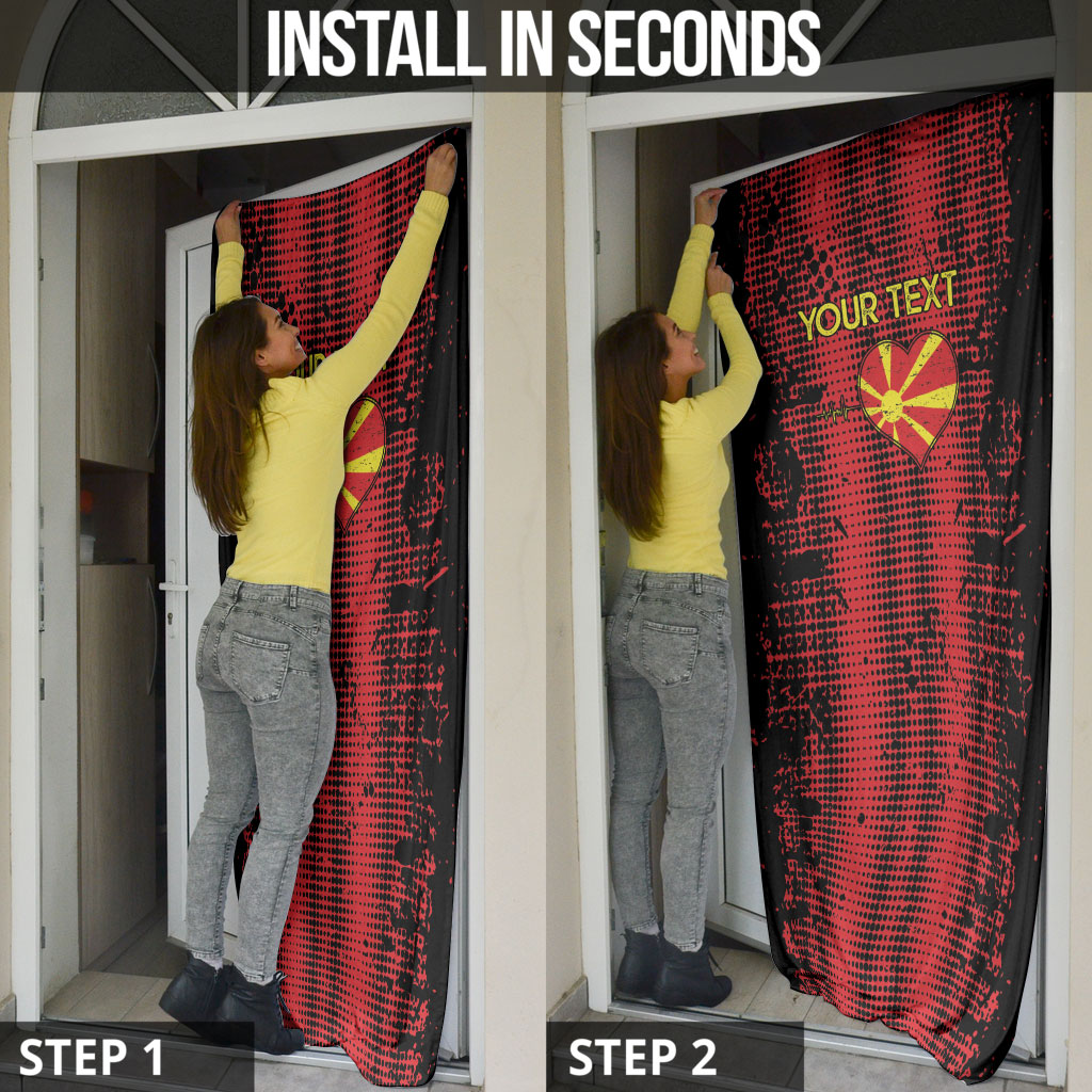 Personalised My Heart My Country My Macedonia Door Cover Grunge Style