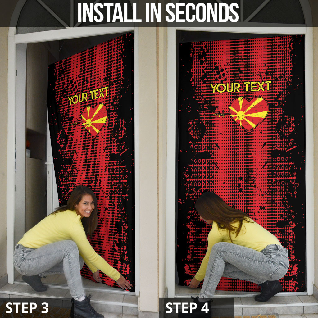 Personalised My Heart My Country My Macedonia Door Cover Grunge Style